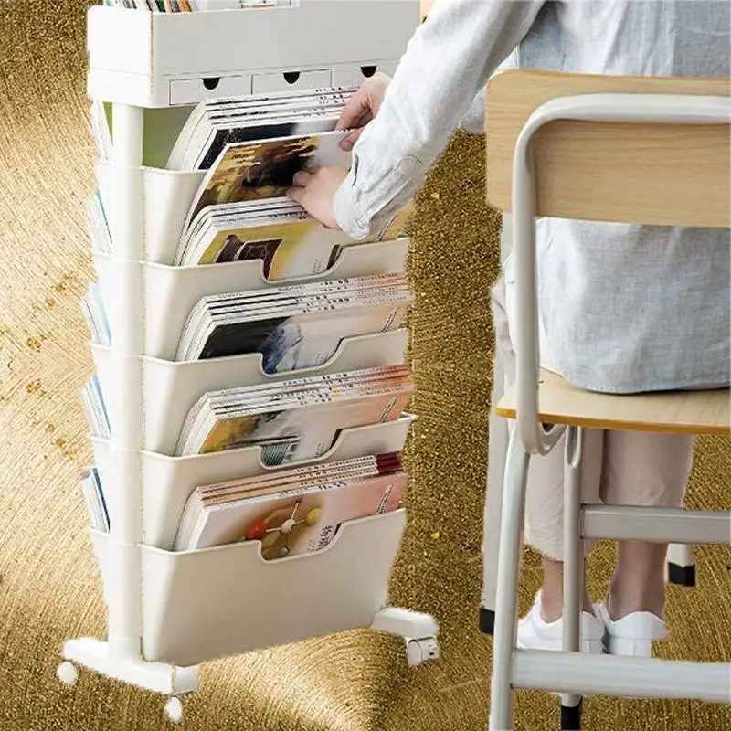Обновете хола си с тази многопластова пластмасова подвижна стойка за съхранение на книги Най-доброто решение за съхранение на разни Изображение 3
