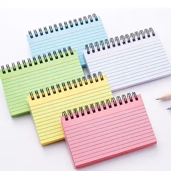 4Pcs Planner Notebook Coil Design Diary Schedule Book Dual-sided Writing Notebook Colorful Ruled Notecards Office School Suppies
