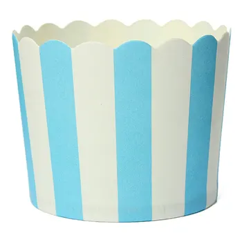 50 x Опаковка за кексчета Хартиена кутия за торта Форми за печене Liner Мъфин Десерт Чаша за печене Blue Striped