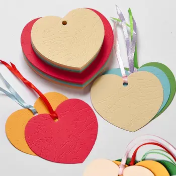 50pcs мини карта за съобщения DIY Hang празнични пожелания поздравителна картичка любов сърце форма плътен цвят висящи етикет желание стена