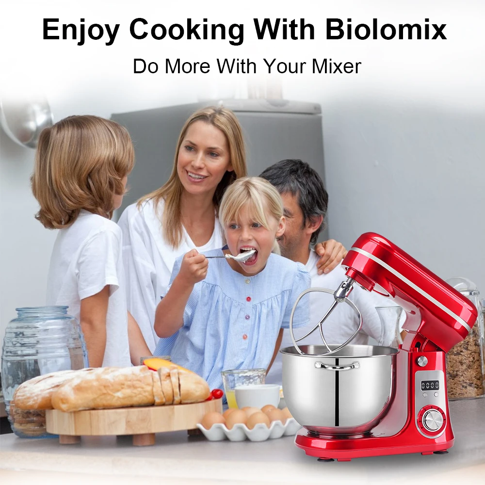 BioloMix 6L кухненска стойка за храна миксер 1200W DC тих мотор от неръждаема стомана купа 6-скоростен крем яйце размахване камшик тесто тесто Изображение 4