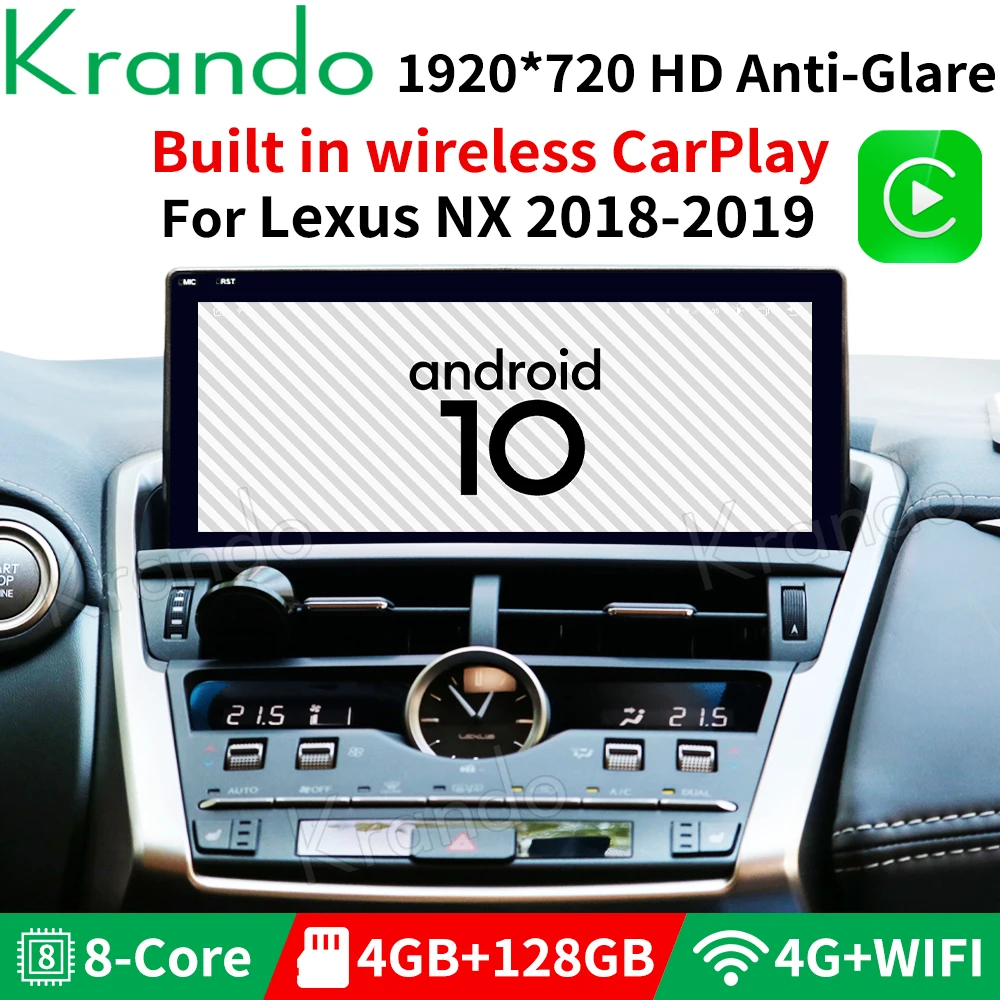 Krando Android 4G 64G 10.25'' Автомобилно радио за Lexus NX 200t 300h 2013-2019 GPS плейър BT WIFI безжична Carplay мултимедия Изображение 4