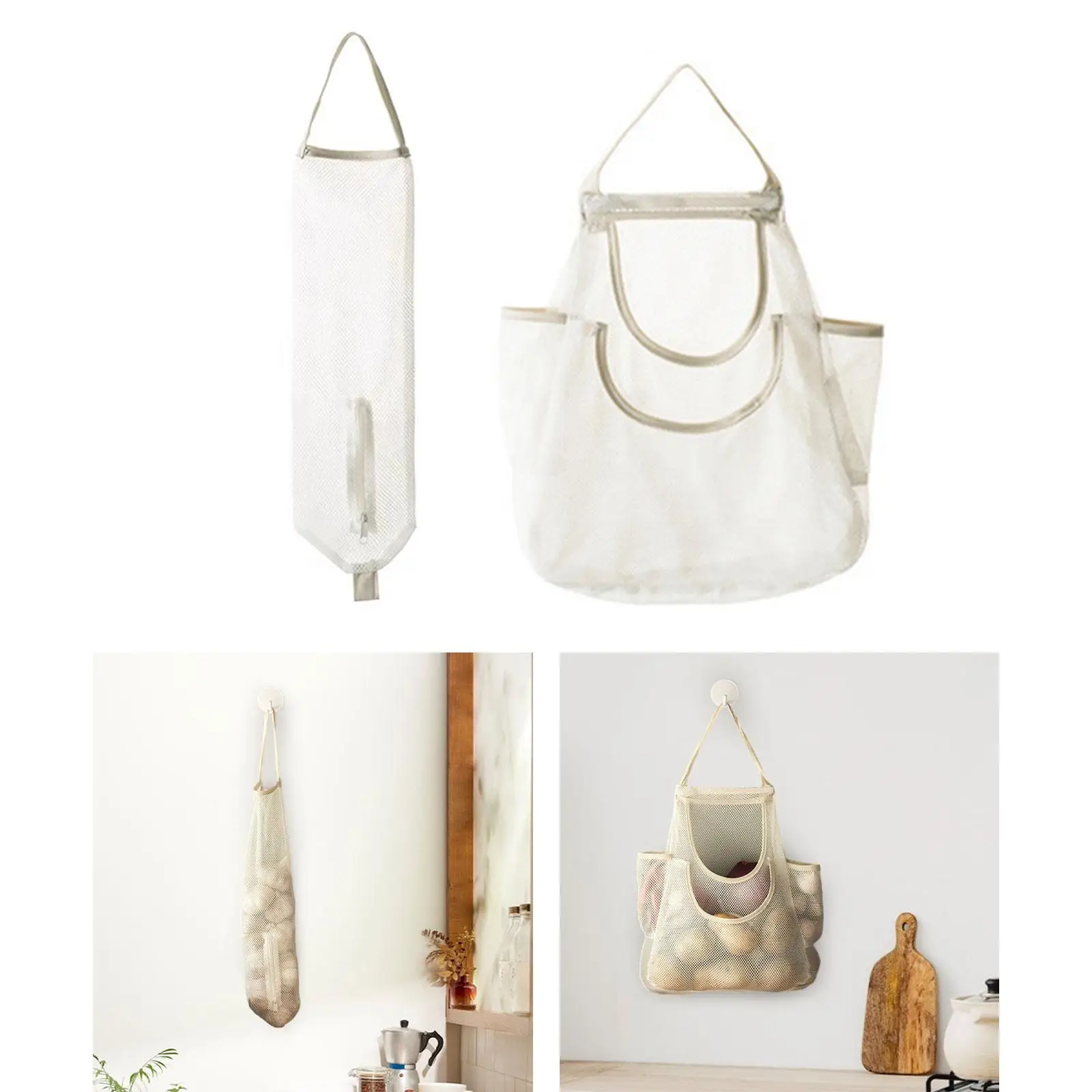 Mesh чесън нетна чанта преносима мрежеста чанта с дръжка за картофи лук джинджифил Изображение 4
