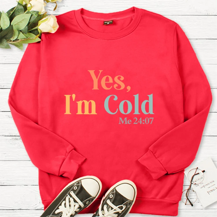 Yes I'm Cold Me 24:7 Сива врана Зимни дрехи Жени 24 часа в денонощието 7 дни Качулки Спортно облекло Поддържайте топло Essentials Hoodie Пуловер Изображение 4