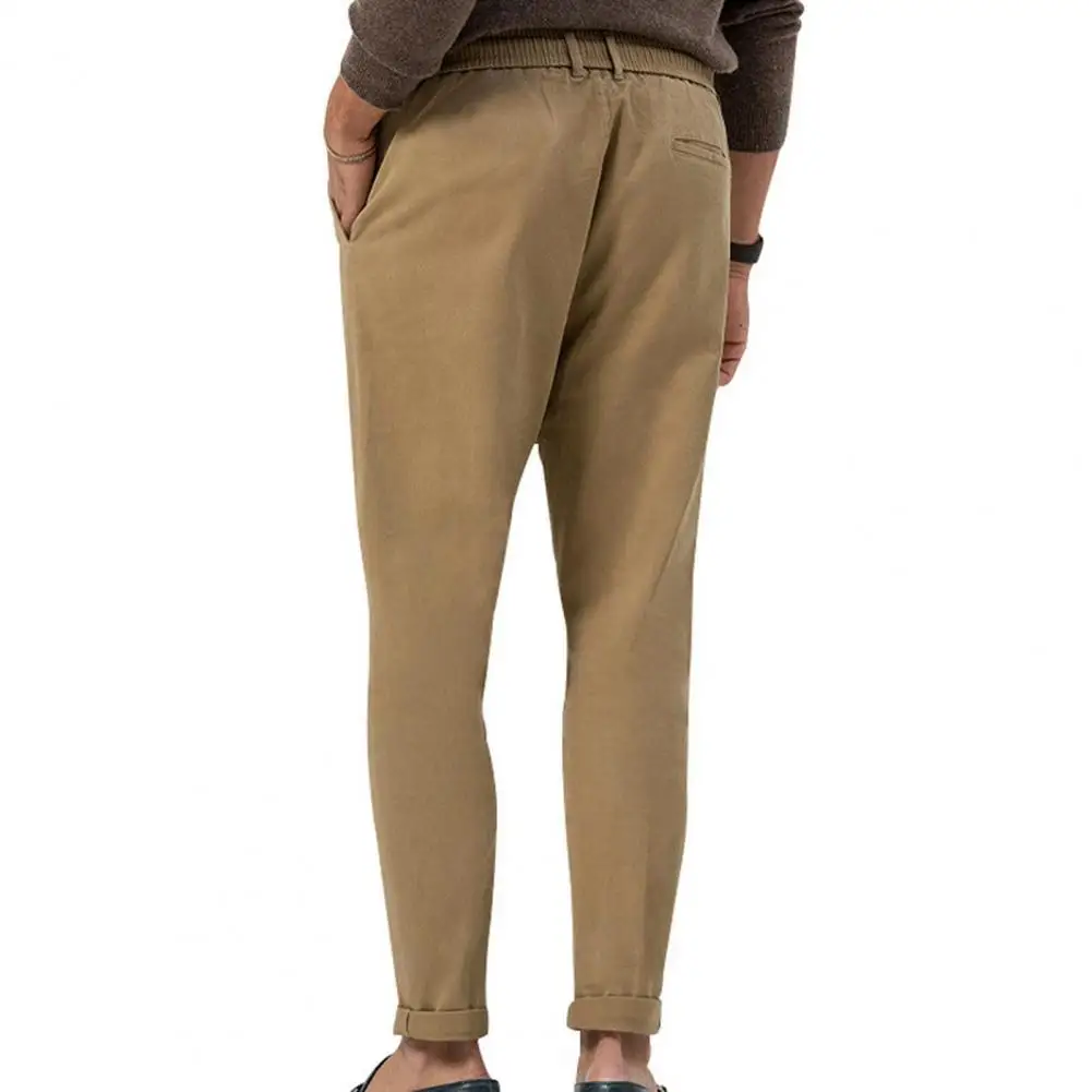 Есен мъже плътен цвят памук бельо мулти-джоб прави ежедневни панталони шнур свободни панталони за мъже pantalones hombre Изображение 4