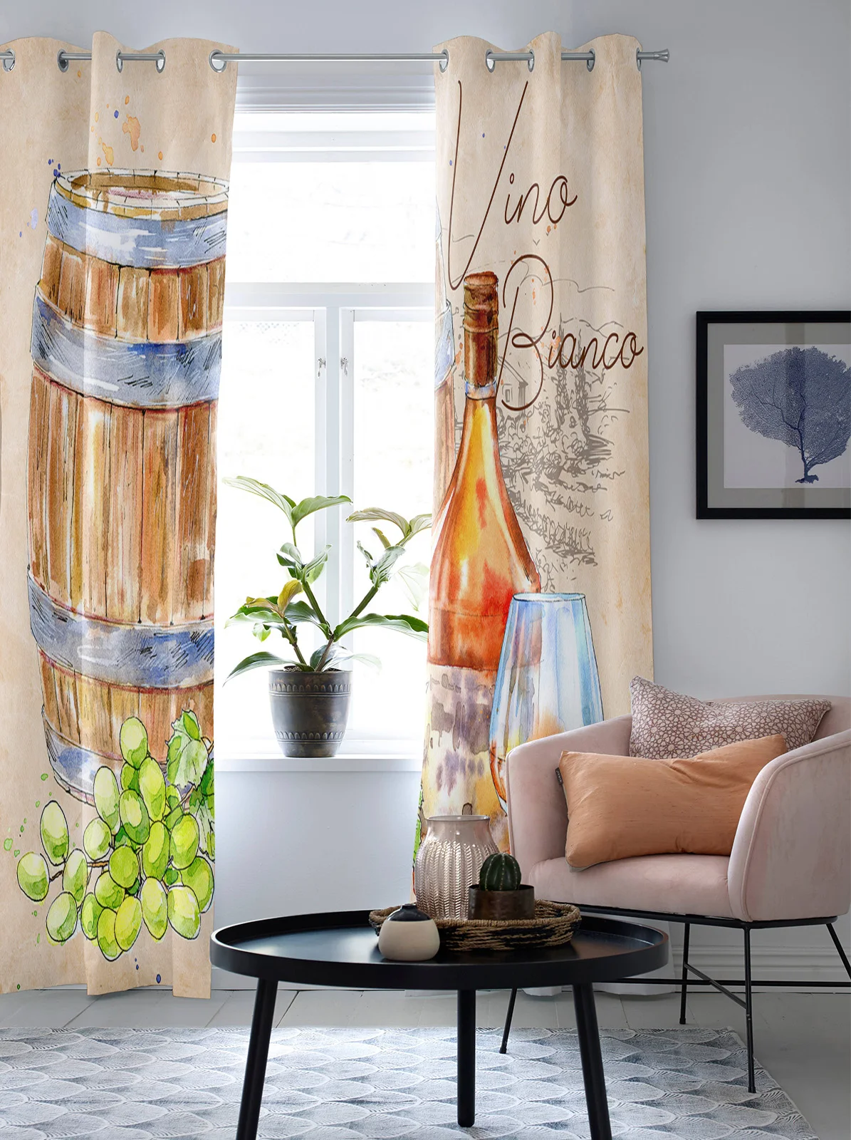 Лято есен вино барел реколта модерни завеси за спалня кафене дома декор луксозни завеси в хола прозорец завеси Изображение 4