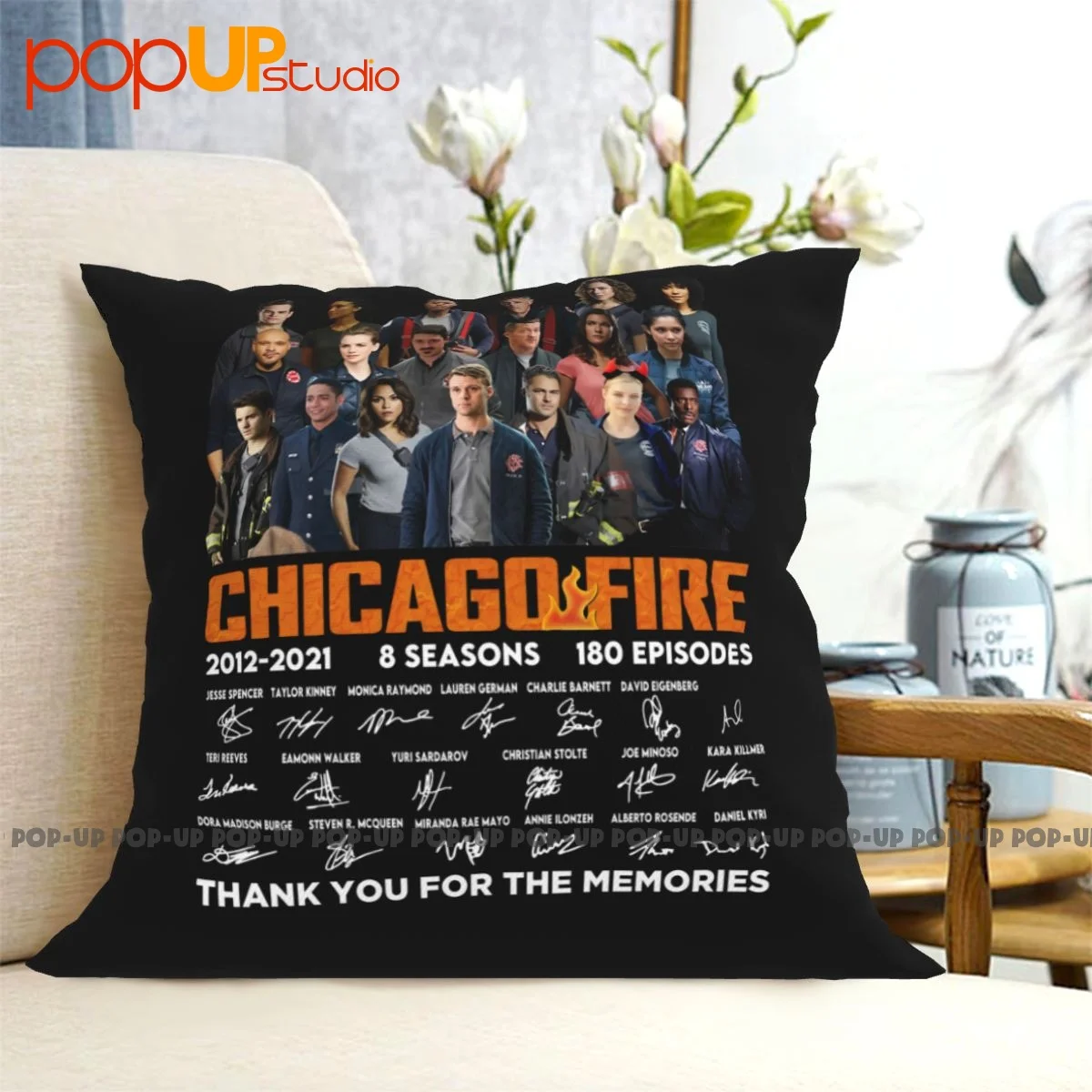 Най-добър пожар в Чикаго 2021 2021 8 сезона 180 епизода Подписи Благодаря ви за спомените калъфка за възглавници хвърлят възглавница покритие реколта Изображение 4