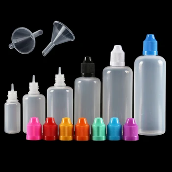 5Pcs 3ml-120ml LDPE празни пластмасови изстискващи капкомер бутилки дълги тънки върха за многократна употреба контейнери за очи течна вода боя мастило