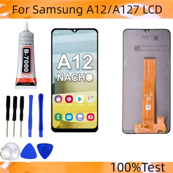 6.5'100%тест за Samsung Galaxy A12 Nacho LCD A127F A127M A127U LCD дисплей сензорен екран дигитайзер събрание за Samsung A127 LCD