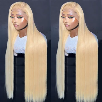 613 Мед блондинка дантела предна перука човешка коса кост прав HD прозрачен 13x4 дантела фронтална човешка коса перуки за жени боядисана коса
