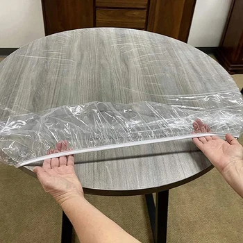 65-180cm прозрачен водоустойчив кръг еластични ръбове таблица покритие PVC Начало Simple Convient кухня кетъринг протектор покривка