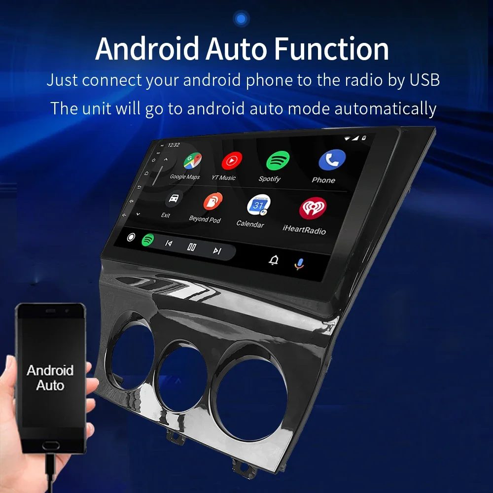 Android10.1За Mazda RX8 2009-2011 Автомобилно радио Многофункционален 9-инчов сензорен екран GPS стерео за кола Кабелен Carplay плейър Автомобилно радио Изображение 5