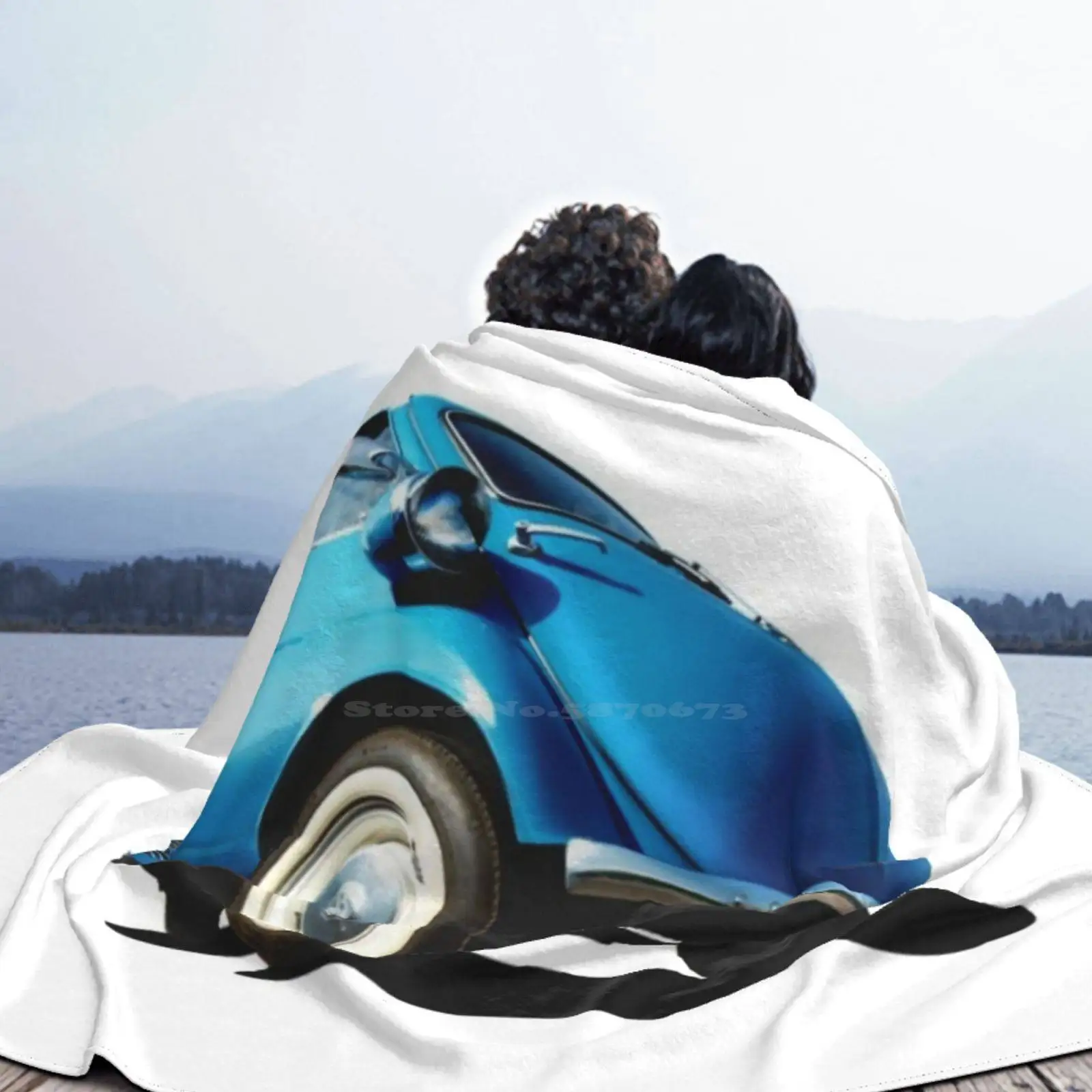 Blue Bubble Car Super Warm Soft Blankets Throw On Sofa / Bed / Travel Isetta Bubble Car Microcar 3 Wheeler Red German Car Europe Изображение 5