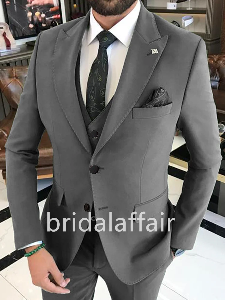 Bridalaffairr Suit Мъжки 2 броя Ежедневни смокинги за сватбен бизнес (Blazer + Pant) Slim Fit Groom Trendy British Изображение 5