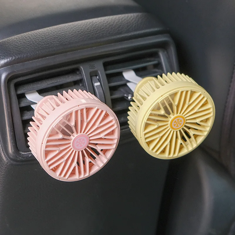 Creative Car Air Outlet Fan 360 градуса въртящ се вентилатор за охлаждане Електрически цветни светлини 12-24V 3 скоростен охладител за кола за задната седалка Изображение 5