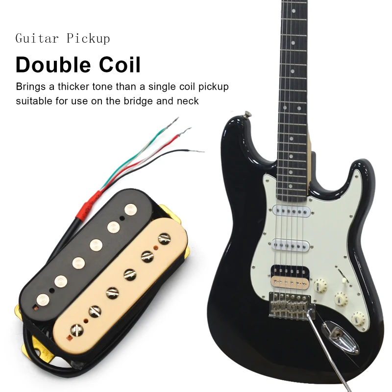 Електрическа китара двойна намотка Humbucker електрическа китара пикап мост или врата пикап за изберете слонова кост / черно Изображение 5