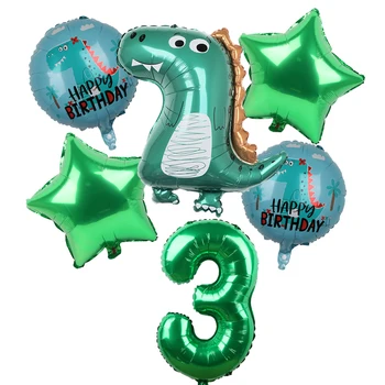 7бр/комплект Балони с динозавърско фолио Момчета Животински балони Честит рожден ден балон бебе душ рожден ден парти Джурасик свят декорация