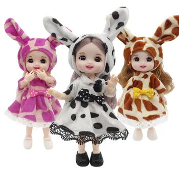 8cm бебешки дрехи Bjd дрехи за смяна 16-17cm крава кукла сладък карикатура комплект пухкава пола