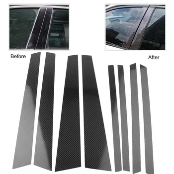 8Pcs кола прозорец B стълбове формоване тапицерия защитен капак за BMW X5 X5M E70 2008 2009 2010 2011 2012 2013 въглеродни влакна