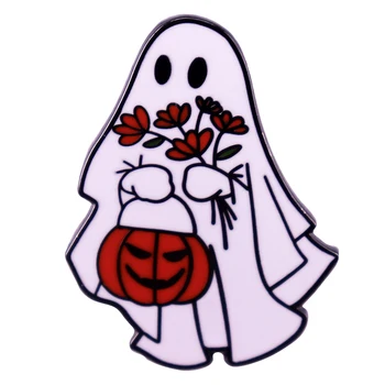 A2709 Творчески Хелоуин карикатура призрак емайл щифтове пънк скелет тиква ужас сплав брошка значка бижута подарък