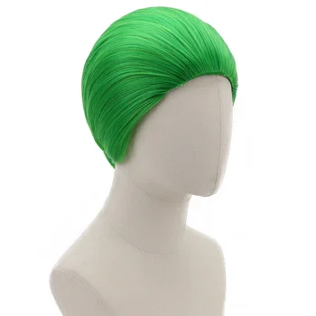 AICKER синтетични къси прави зелени перуки за мъже момичета парти костюм Хелоуин филм клоун косплей коса топлоустойчиви влакна