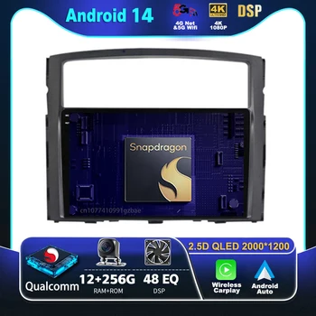 Android 14 Carplay Car Radio за Mitsubishi Pajero 4 V80 V90 2006 - 2014 Мултимедиен видео плейър Навигация GPS стерео 2Din DVD