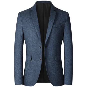 BROWON Марка бизнес ежедневни якета за мъже пролет и есен плътен цвят завой надолу яка костюми Blazer 2024 сватба блейзър мъже