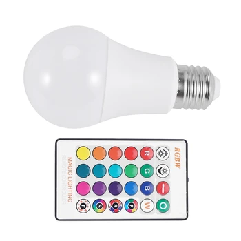 E27 Интелигентна контролна лампа Led RGB светлина Регулируема 7W RGBW Led лампа Цветна променяща се крушка Led Lampada RGBW бял декор У дома