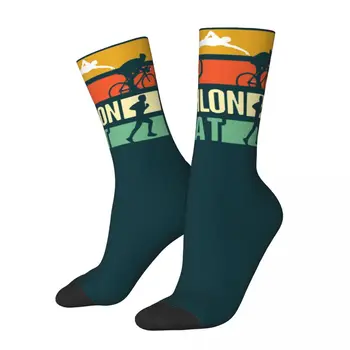 Eat Sleep Триатлон Повторение Унисекс зимни чорапи Топли щастливи чорапи за екипажа Уличен стил Луд чорап
