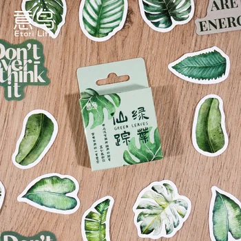 Etori Life 46pcs кутия стикер творчески стикери със зелени тропически листа ръчно изработени DIY творчески канцеларски декоративни стикери