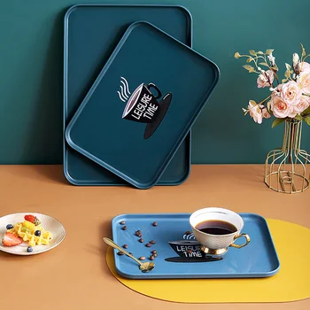 European Dish Tea Tray Luxury Modern Plate Serving Food Plastic Tray Home Kitchen Bandeja Plastico Tea Tools Аксесоари