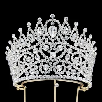 Fashion Full Silver Gold Crystal Tiara Crown Large Pageant Crown Royal Crown For Queen
