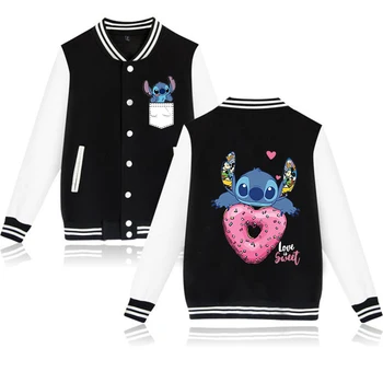 Gothic Y2k Disney Hoodie Lilo Stitch Бейзболно яке Дамски суитчър Хип-хоп Harajuku якета Streetwear Loose College Coats