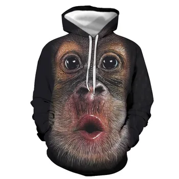 Hoodies 3D печат Смешни маймуни с качулка суитчър момче момиче мода пуловер извънгабаритни сива врана деца улично облекло унисекс дрехи палто
