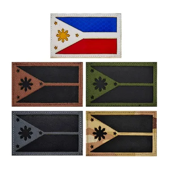 IR Светлоотразителни кука и примка кръпки военни Noctilucent светлина морал значки Филипински флаг кръпка тактически лента за ръка раница шапка