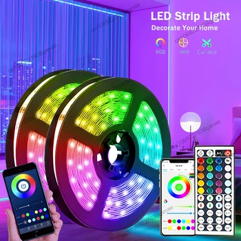 LED лентови светлини за спалня LED TV подсветка Bluetooth дистанционно неонови светлини цвят RGB5050 LED лента Коледна украса Luces LED