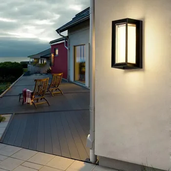  LED слънчева светлина на открито градина квадратна стена лампа открит двор градина ограда осветление стена декорация лампа