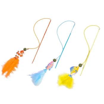 Lovely Cat Feather Toy Cat Wand- Toy Feather Fishing with Catnip Bells for Indoor Cats Kitten Playing- Chasing