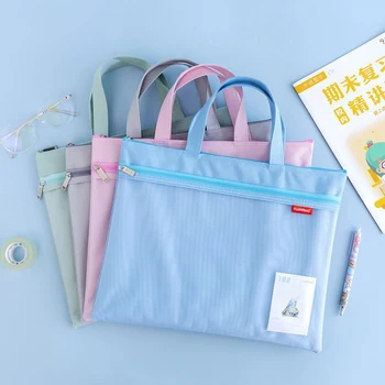 Mesh цип торбичка двоен джоб водоустойчив прахоустойчив файл чанта с дръжка съхранение на документи за училищни пътувания Office 11.3x13.8 в