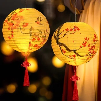 Plum Blossom кръгла хартия фенер лампа сянка японски китайски ориенталски стил светлина ресторант сватба дома декор подаръци
