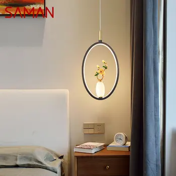 SAMAN Съвременна творческа висулка лампа нефрит кратуна ваза форма декоративна светлина за домашно проучване спалня