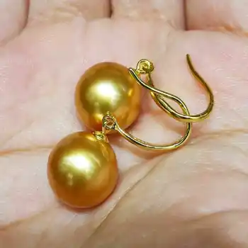 Shell Перлени обеци жълти Обеци 18k злато Истински класически бижута Красива мода КАРНАВАЛ Аксесоари за уши