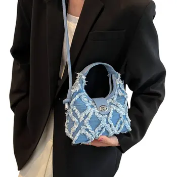 Simple Mini Crossbody чанти чанта деним ромб универсална мода за мъже / жени пратеник телефон прашка чанта