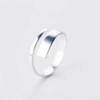 Sole Memory Simple Drawing Silver Color Literaray Temperament Personality Fashion Female Resizable Opening Rings