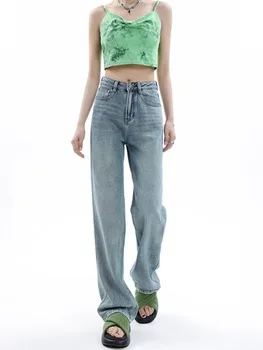 Vintage Harajuku Jeans Дамски дрехи за тийнейджъри Y2k Дамски панталони Мода Естетическо облекло Есен Нови продукти Торбести панталони