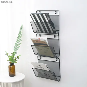 WDDSXXJSL модерна простота творчески монтиран на стената вестникарска стелаж лавица за книги домашен декор многофункционален дизайн на багажник за съхранение