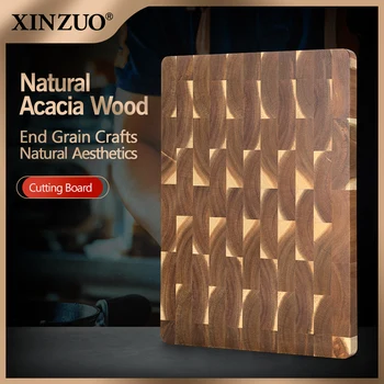 XINZUO Акациева дъска за рязане на дърво Нарязан хляб Качество на плодово месо Кухня Дървени блокове за рязане Неплъзгащи се кухненски инструменти