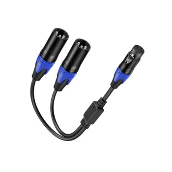 XLR сплитер кабел, 1 XLR женски към 2 XLR мъжки Y кабел балансиран микрофон сплитер кабел аудио адаптер 1Pack