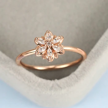 ZHOUYANG кристал цвете пръст пръстени за жени елегантен свеж стил циркон 3 цвят сватба годежен подарък модни бижута R080