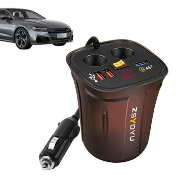 Бързо зарядно за кола Multi-Port зарядно за кола адаптер с бързо зареждане цифров дисплей зарядно за кола USB зарядно за кола адаптер чаша